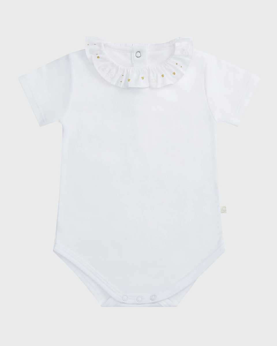 Kid's Embroidered Ruffle Collar Bodysuit, Size 3M-